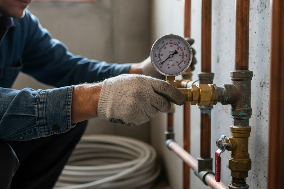 Pressure testing a repaired line during Water Line Repair in Madras